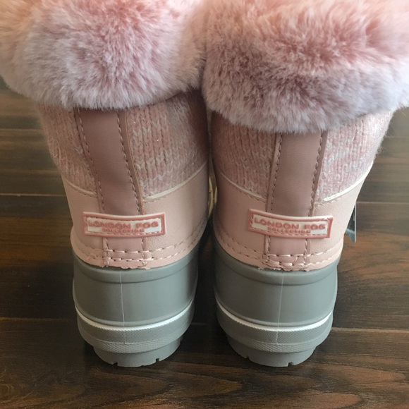 NWT! LONDON FOG Cold Weather Commander Boots PINK/GREY Toddler Size 10 Rain/Snow - Picture 6 of 12